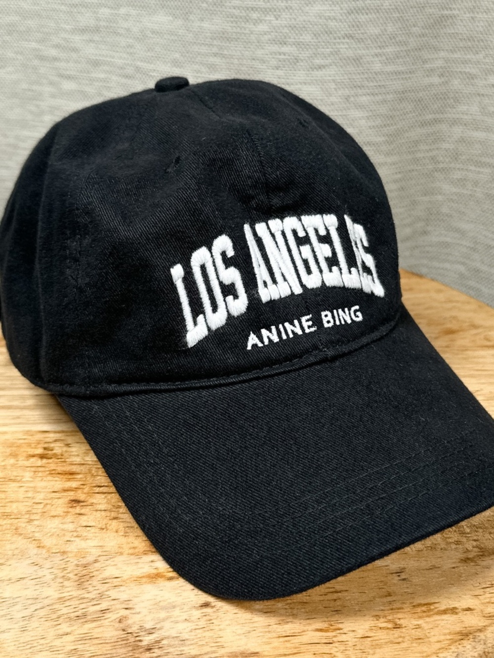 Anine Bing Black 'Los Angeles' Embroidered Baseball Cap